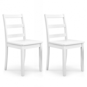 Set of 2 Wood Dining Chairs with Solid Rubber Wood Legs-White