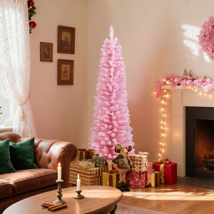 Snow Flocked Artificial Pink Christmas Tree with 328 Branch Tips
