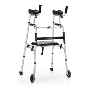 Height Adjustable Rolling Walker With Seat and Armrest Pad