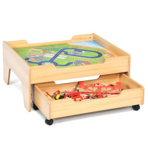 Wooden Train Table with Storage with 100 Piece Accessories