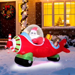7.2 Feet Christmas Inflatable Airplane with Gift Boxes and LED Lights - Additional Image