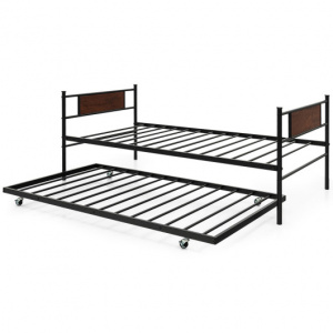 Twin Size 2-In-1 Daybed Frame with Pullout Trundle