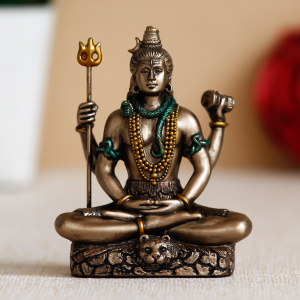 Meditating Lord Shiva Cold Cast Bronze Resin Decorative Figurine