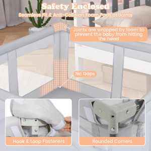 Baby Playpen BPA-Free Foldable Safety Fence Play Yard with Zipper Gate - Additional Image