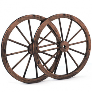 Vintage Wooden Wagon Wheels for Crafts Set of 2 for Decoration