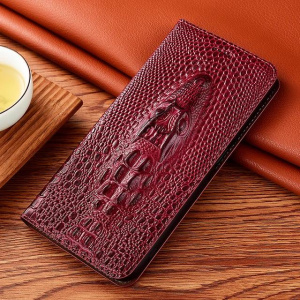 Crocodile Head Genuine Leather Flip Case for Samsung Galaxy S24 Ultra - Stylish Protection Cover