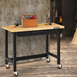 Mobile Workbench with Lockable Casters for Home Work Use