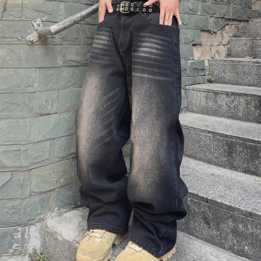 Men's Oversized 5XL Y2K BLack Denim Straight Trousers Casual Pants Men Korean Hip Hop Streetwear Vintage Wide Leg Baggy Jeans For Men kopen vanaf een prijs van 28
