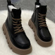 Retro Versatile Short Boots Women's Autumn Winter New British Style Thick Sole Elevated Small Short Boots Vulcanized Sole