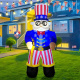 Independence Day July 4th Inflatable 6.7FT Uncle Sam with Sword Built-in LEDs Blow Up Yard Decoration for Holiday Party