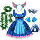 Halloween Party Blue Short Sleeve Costume Lilo Stitch Cosplay Costume Girls Stitch Birthday Festival Dress