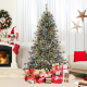 Artificial Christmas Tree Pre-Lit Hinged Holiday Tree with 360° Quick Power Connector
