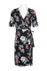 Adrianna Papell Surplice Nk Short Sleeve Floral Print Tie Side Rayon Jersey Faux Wrap Dress - Wholesale