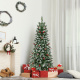 Pre-lit Artificial Pencil Christmas Tree with Pine Cones and Red Berries