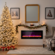 Ultimate Holiday Décor Suite: Pre-Lit Snow Flocked Christmas Tree & Recessed Electric Fireplace Set