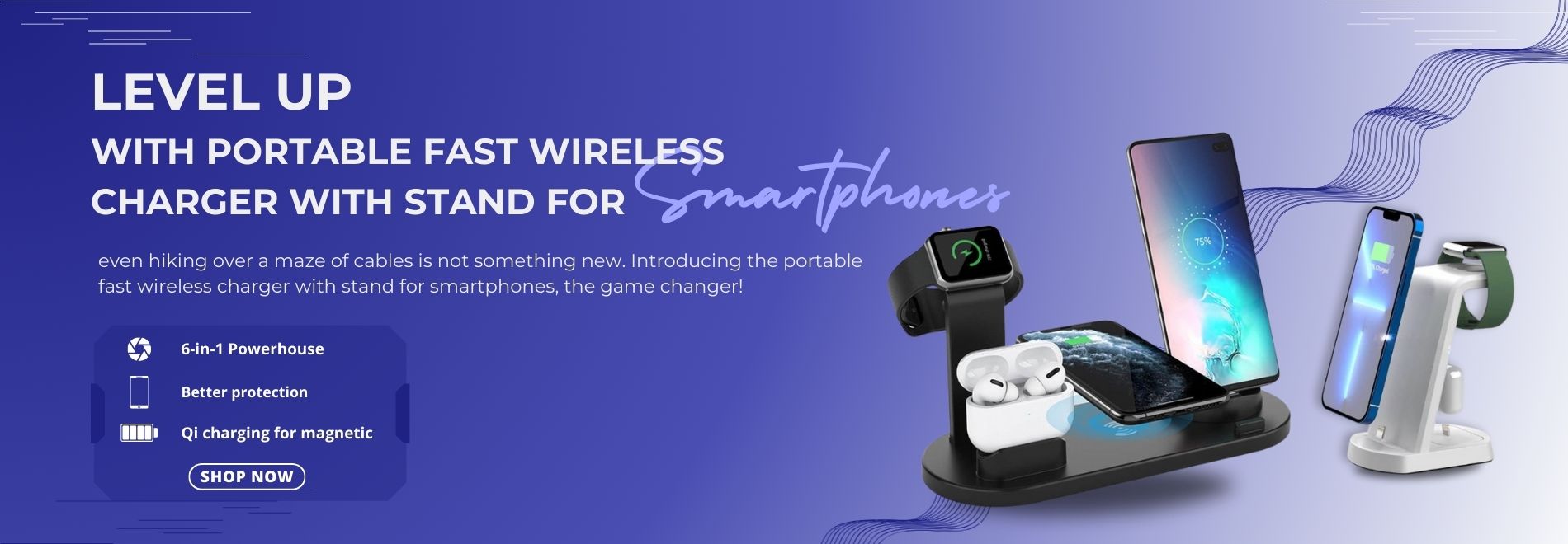 Level Up Your Charging Game with Portable Fast Wireless Charger with Stand for Smartphones 